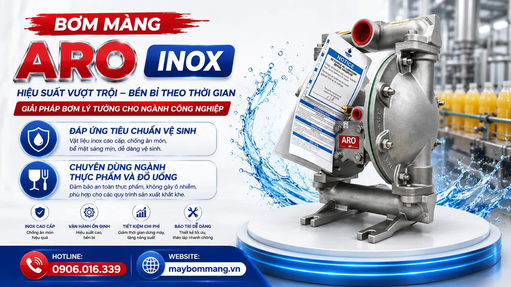 bơm màng aro inox cao cấp