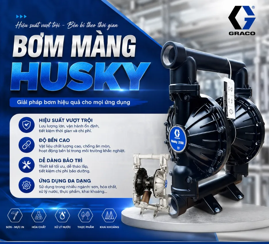 bơm màng husky đa dạng về ứng dụng
