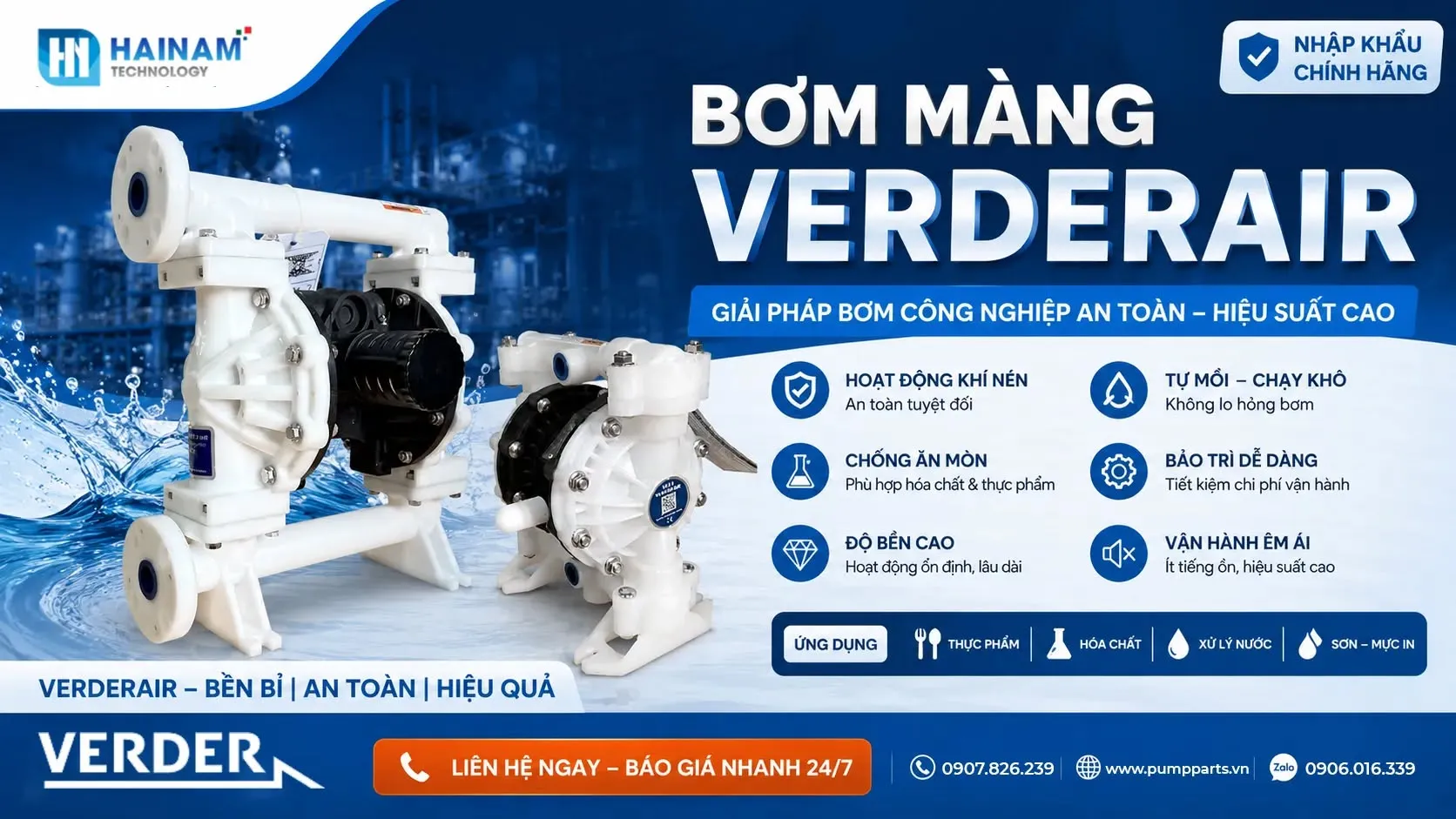 bơm màng khí nén chính hãng