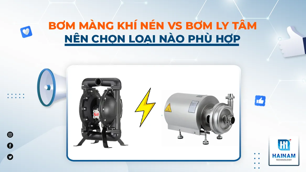 so sánh bơm màng khí nén với bơm ly tâm