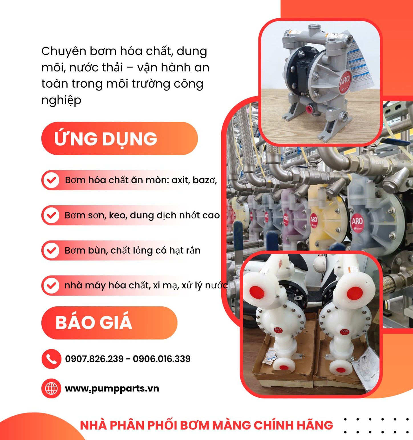Ứng dụng bơm màng aro trong công nghiệp